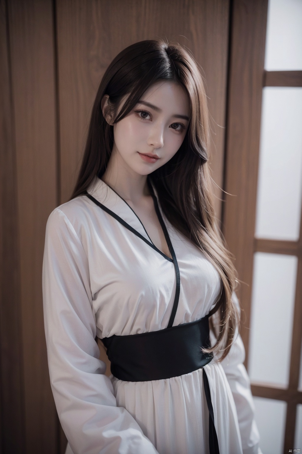 girlvn01, 1girl, hanfu, smile, Stunningly Beautiful girl, Haute_Couture, designer dress, wearing Haute_Couture, posing for a picture, fashion show, long shaped face, dark red eyes, sandy blonde side-wept hair, long hair, long ringlets, catwalk aesthetic, details, highest, amazing,