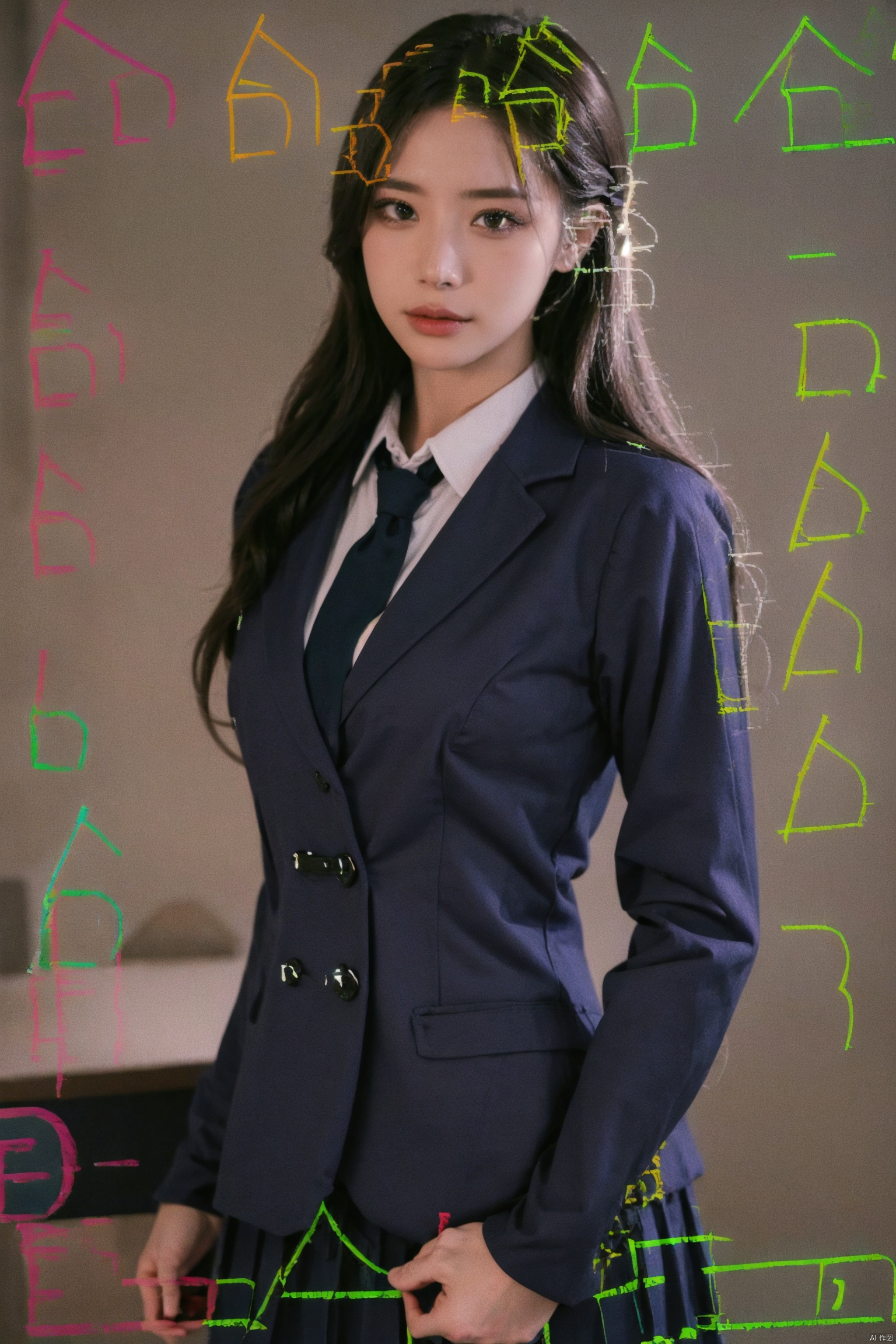  masterpiece,bestquality,realistic,8k,officialart,ultrahighres,school uniforms,1girl, depth of field