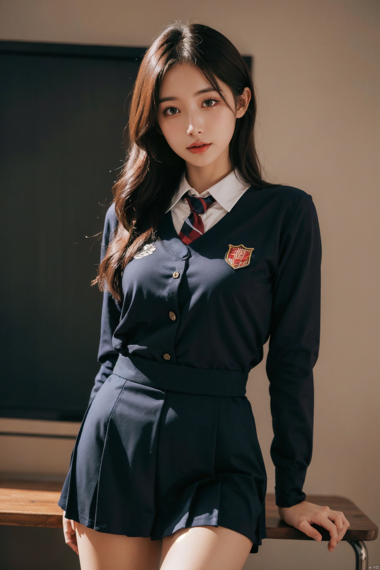  masterpiece,bestquality,realistic,8k,officialart,ultrahighres,school uniforms,1girl, depth of field