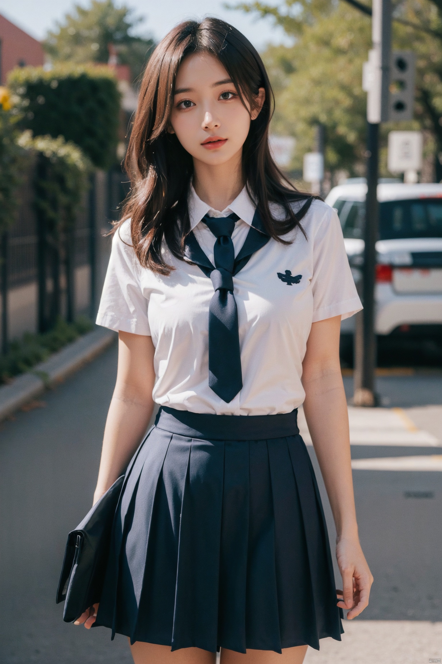  masterpiece,bestquality,realistic,8k,officialart,ultrahighres,school uniforms,1girl, depth of field