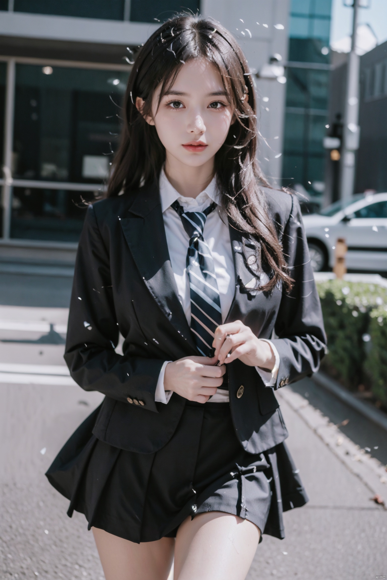  masterpiece,bestquality,realistic,8k,officialart,ultrahighres,school uniforms,1girl, depth of field