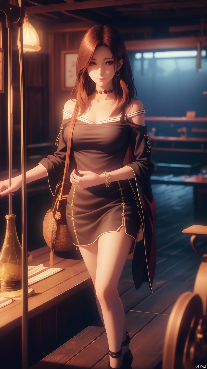   masterpiece, best quality, 8K, official art, ultra high res, HZMiHua, , 1girl, solo, jewelry, whole body, Day afternoon