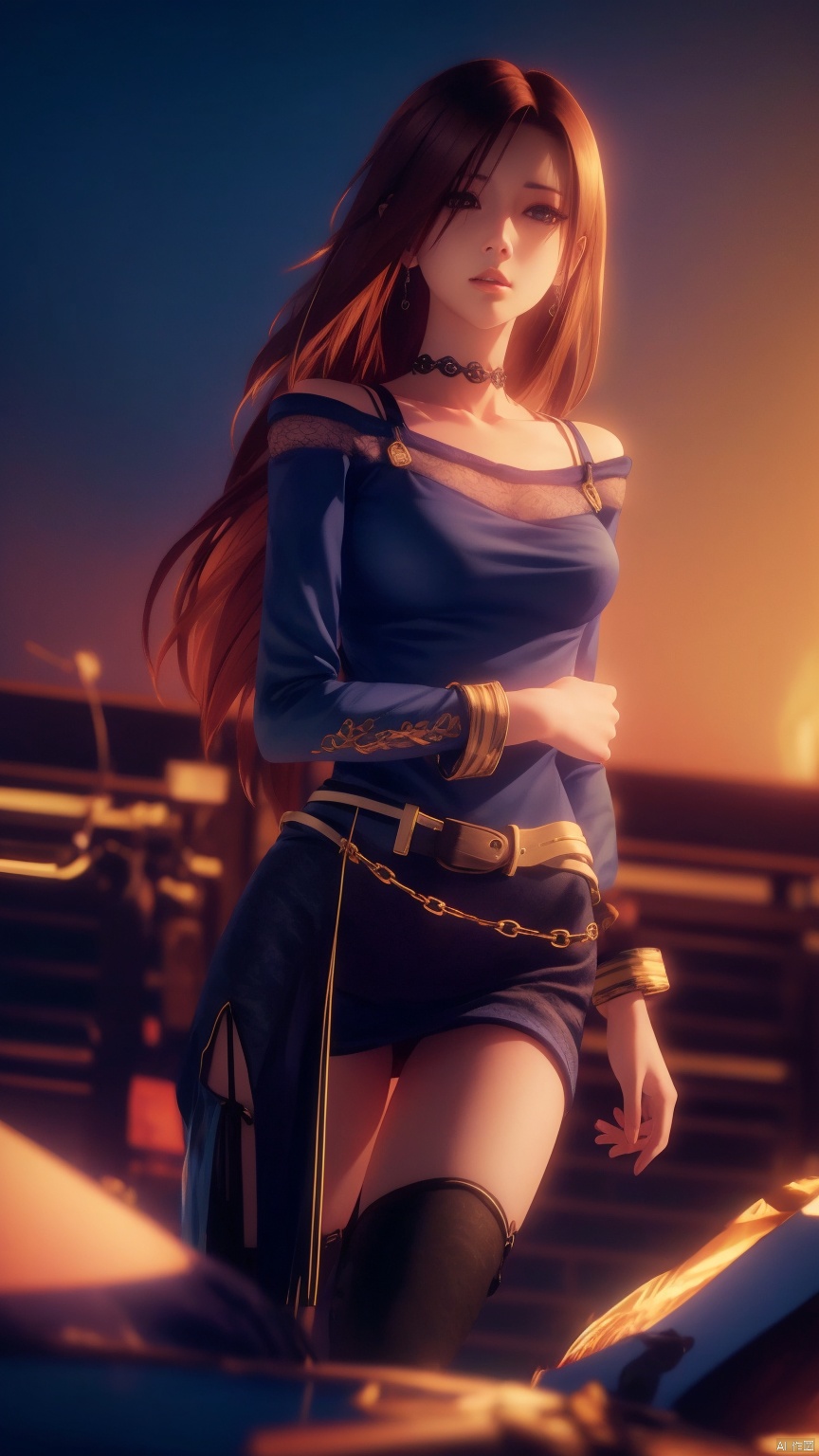  masterpiece, best quality, 8K, official art, ultra high res, HZMiHua, , 1girl, solo, jewelry, blurry, one side of the body