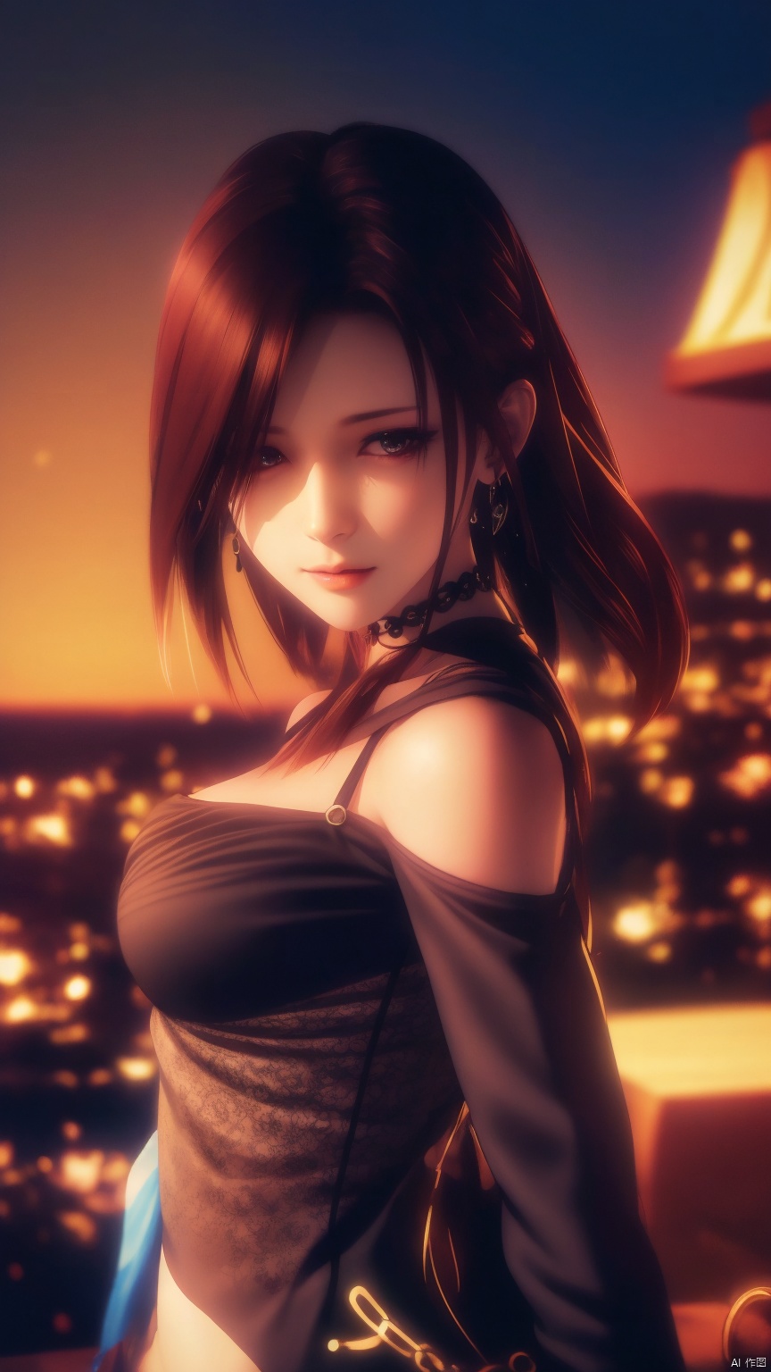   masterpiece, best quality, 8K, official art, ultra high res, HZMiHua, , 1girl, solo, jewelry, blurry, side perspective, Bright face