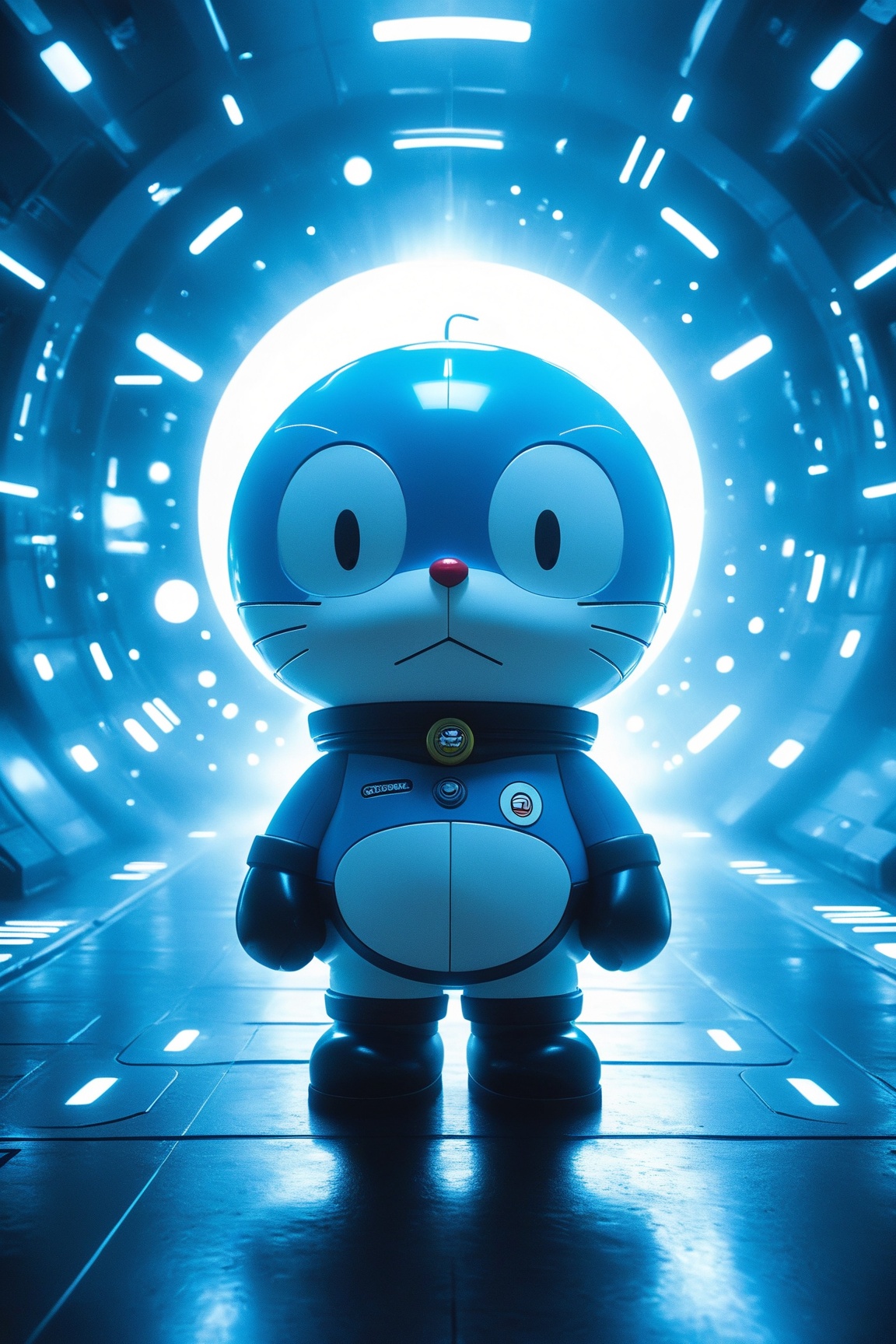 Poster Design Concept: "Doraemon: Surreal Tech Vision" Overall Style: Surrealism Meets Technology: The poster will blend s...