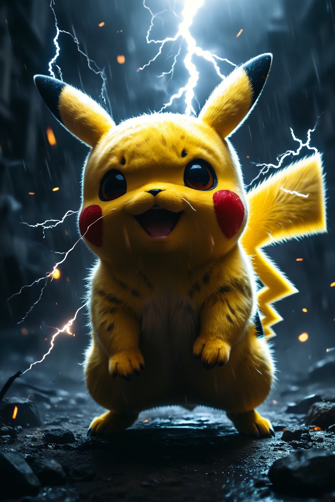 Concept for a Dramatic Image: "Furious Pikachu in a Post-Apocalyptic Scene" Character Choice: Imagine Pikachu transformed...