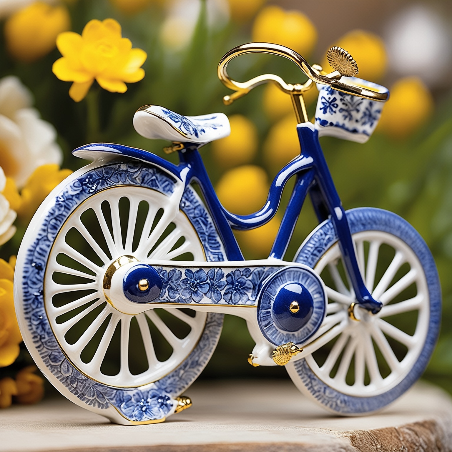 A beautifully crafted ceramic or porcelain figurine of a bicyle on Tensor.Art