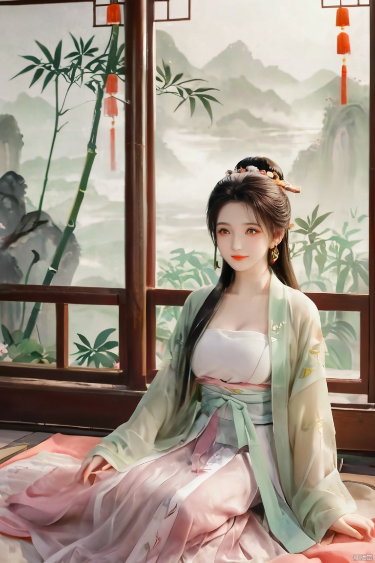  ((1girl)),solo,lying on back on bamboo mat bed in garden,paper fan,thin hanfu,foggy,(curtain),(bamboo forest),(huge breasts:1.88),(Spread your legs and expose your vagina:1.55),tiles roof,light green and white,off shoulders,chinese painting,gongbi style,water_color,(grapevineman:1.4),(huge breasts:2),(trees, artificial mountain, green lotus leaves,light pink lotus flowers),koi,wooden windows,doors,bed,stone,trandional architecture,temple,tower,wall,chinese garden,long hair,full body,bangs,(huge breasts:2.2),(masterpiece, Extremely detailed, best quality, highres:1.2),(ultra_detailed, UHD:1.2),soft smile,huyefo,1girl,see-through,(huge breasts:2.3),,*****,bsp,daxiushan,daxiushan style,