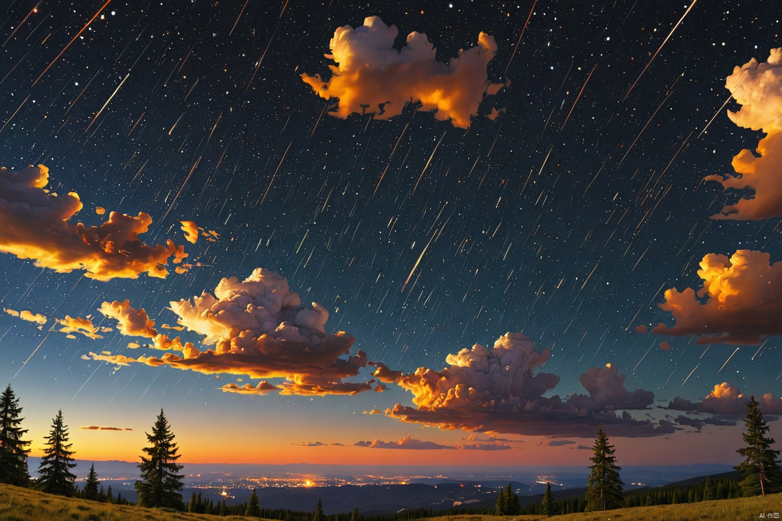 Meteor shower sky                     
