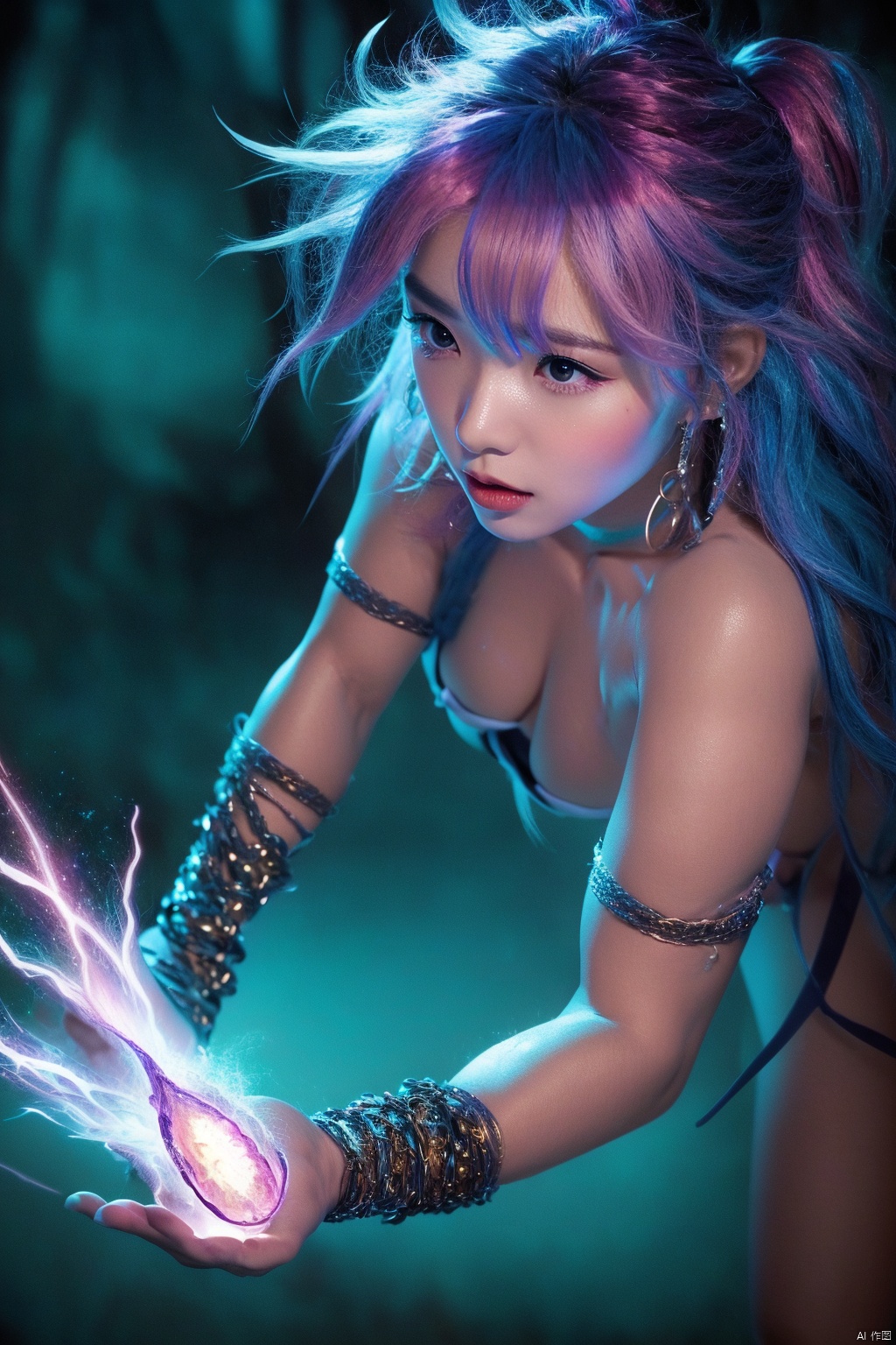 Static charge fantasy illustration with magical lightning,  intense and dramatic lighting,  high contrast on Tensor.Art