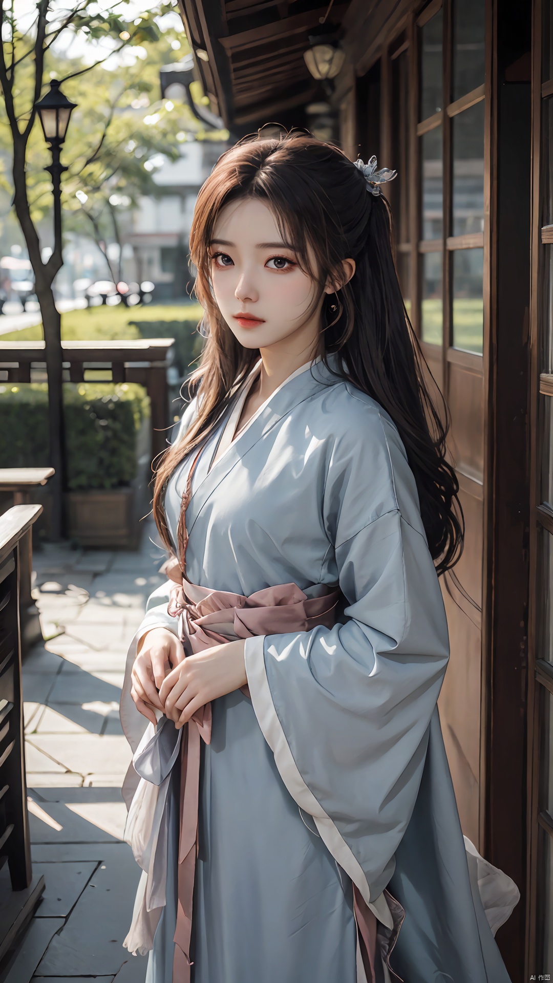 quality,masterpiece,Yunxiao_Fairy,1girl,solo,long hair,looking at viewer,jewelry, Silhouette_Landscape, Hashimoto_Kanna, hanfu