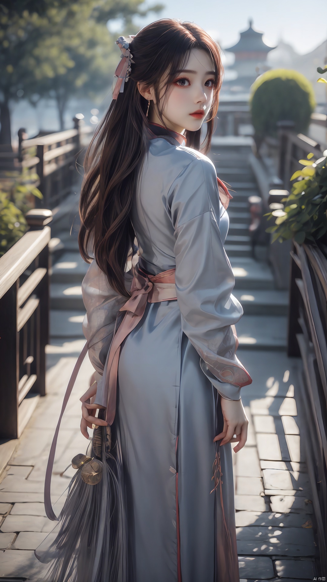 quality,masterpiece,Yunxiao_Fairy,1girl,solo,long hair,looking at viewer,jewelry, Silhouette_Landscape, Hashimoto_Kanna, hanfu