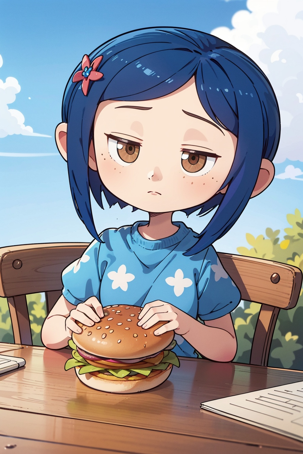 1girl,  solo,  table on Tensor.Art