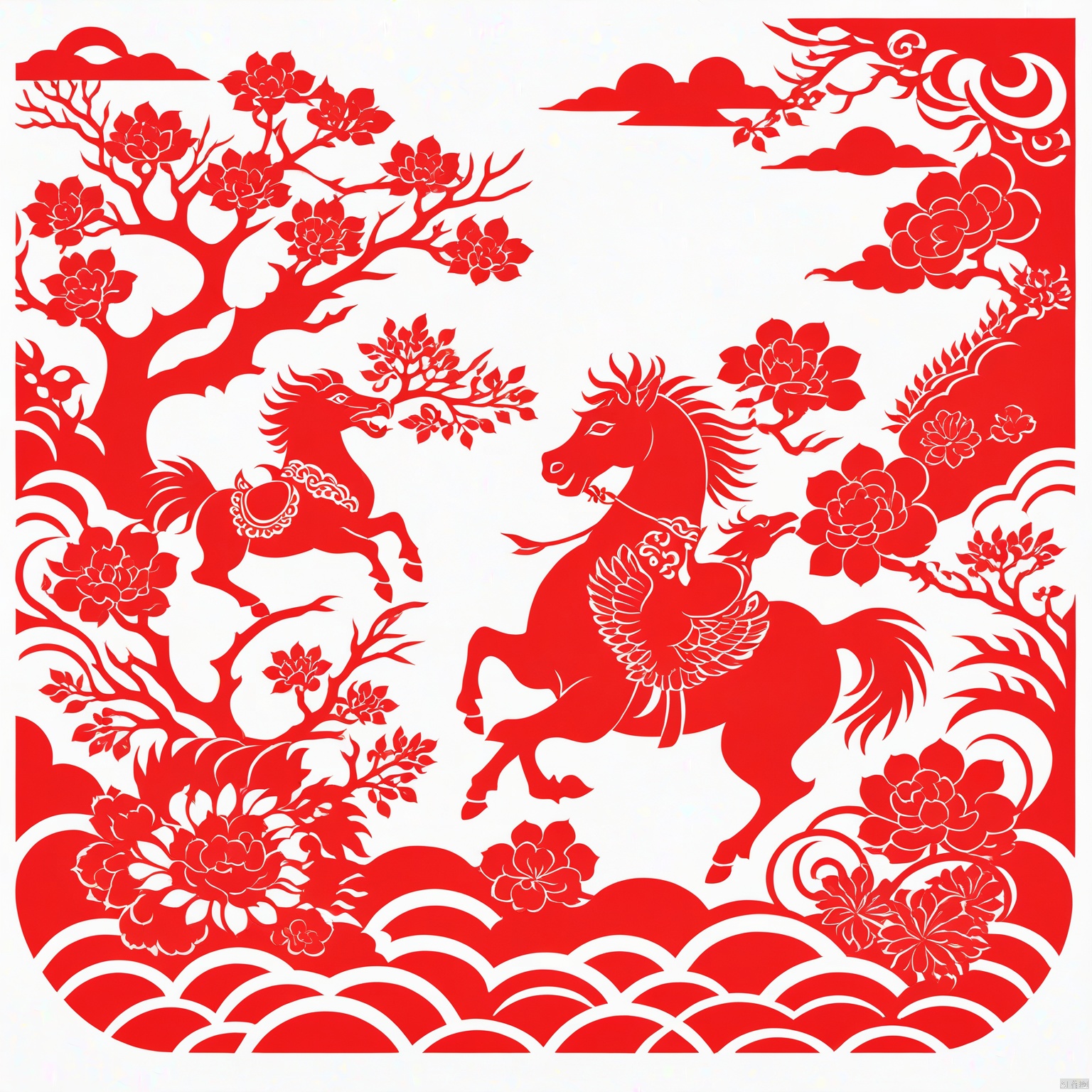  masterpiece,high quality,paper-cut art,nobody,solo,a big red flower,paper-cut style,Chinese style,Chinese year,festive,Cavalry Charge,Ancient China,Clouds and Smoke Entwined,fight theenemy,, Chinese ancientpaintings