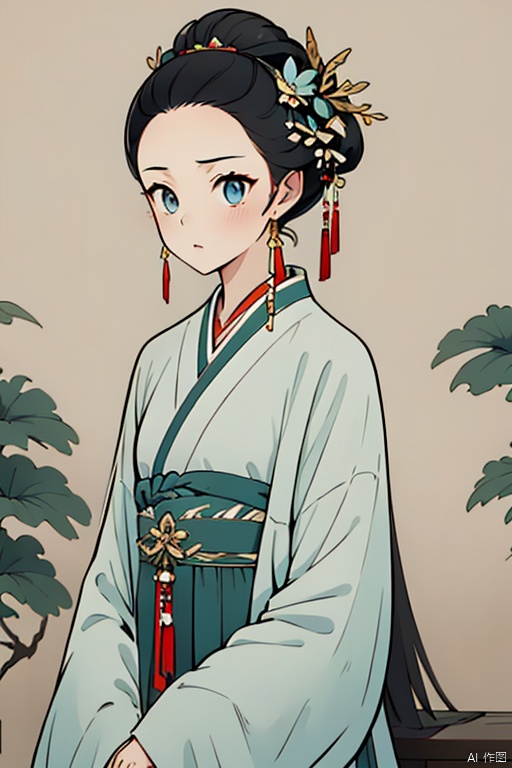 TSChinesestyle,1girl, traditional chinese ink painting, vector illustration