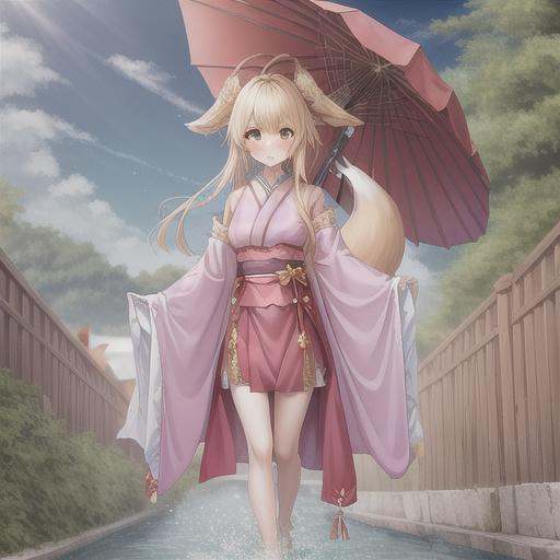 Fox spirit,1girl,hanfu,<lora:add_detail:0.5>,<lora:Nightmar_20230623165724:0.5>,tushansusu,alfresco,Cloudy sky,Complex background,masterpiece,Walk in the water,cry,Hands under the skirt,, masterpiece, best quality,