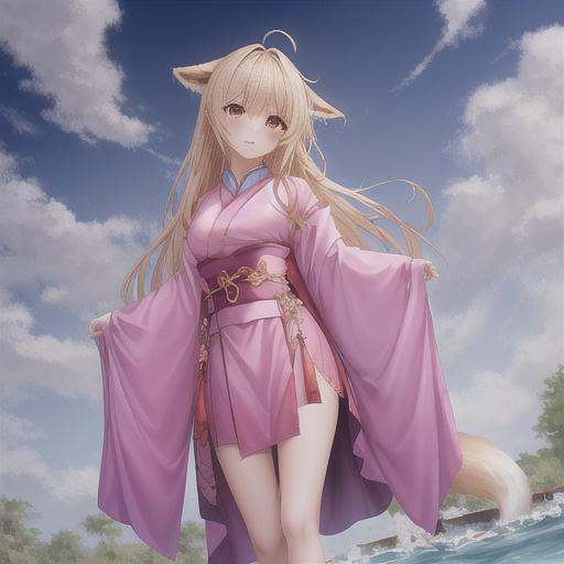 Fox spirit,1girl,hanfu,<lora:add_detail:0.5>,<lora:Nightmar_20230623165724:0.5>,tushansusu,alfresco,Cloudy sky,Complex background,masterpiece,Walk in the water,cry,Hands under the skirt,, masterpiece, best quality,