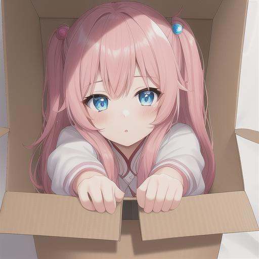 boqi,1girl,gotou hitori,cube hair ornament,solo,pink hair,in container,in box,blue eyes,hair ornament,box,cardboard box,<lora:boqi_20230625190201:0.2>,, masterpiece, best quality,
