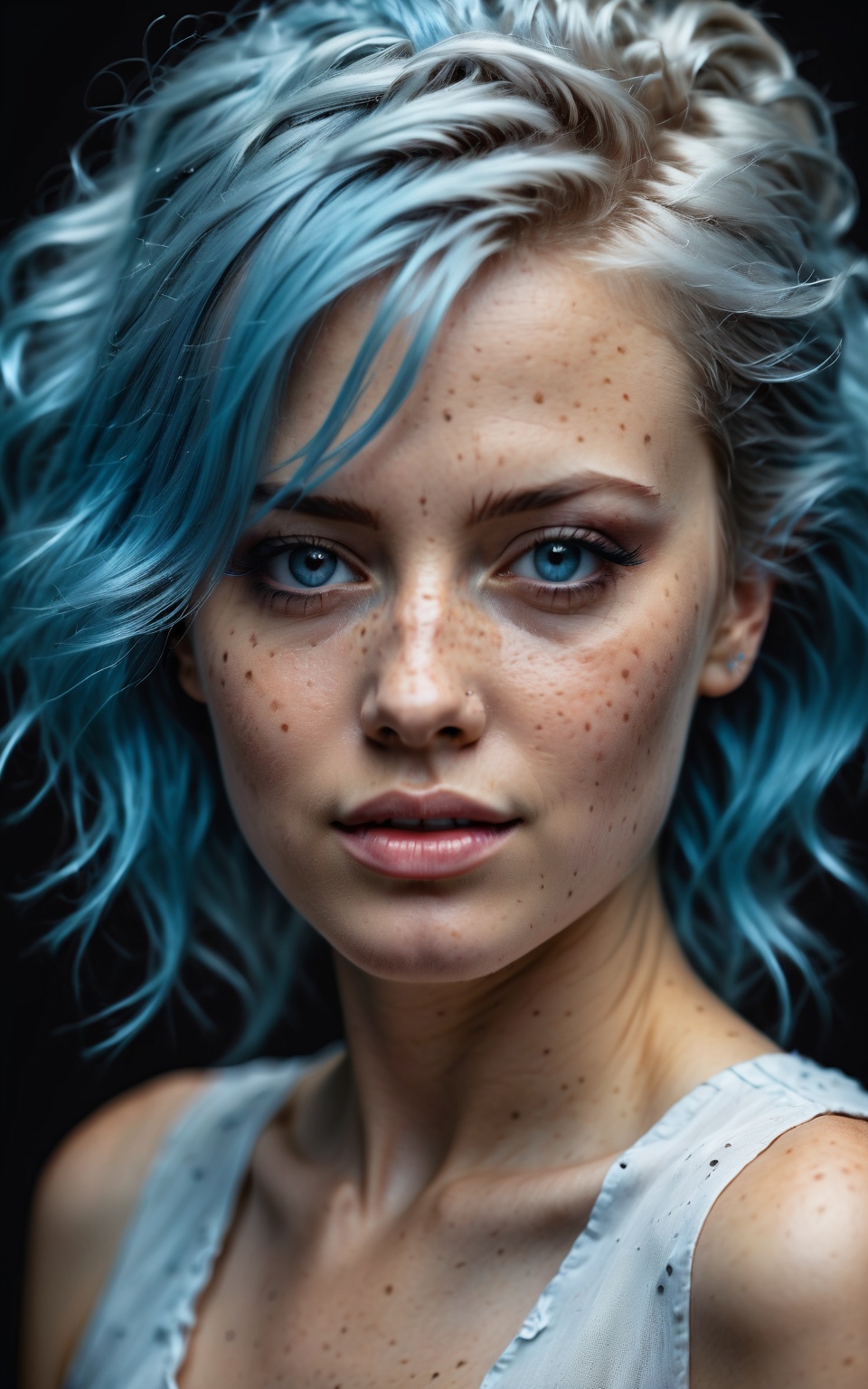 ultra-detailed,  ,  blue messy hair by Ai Art Vision on Tensor.Art