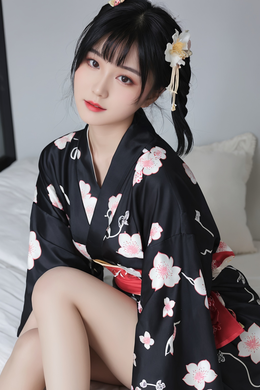 26yo hubggirl,  wearing kimono,  Sakura Theme on Tensor.Art