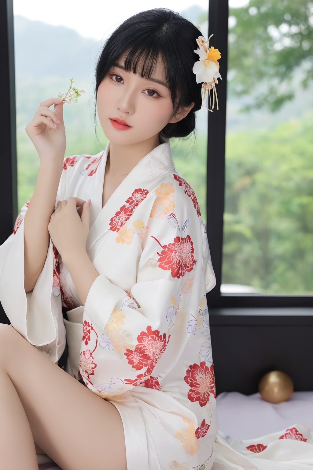 26yo hubggirl,  wearing kimono,  Showa era theme on Tensor.Art