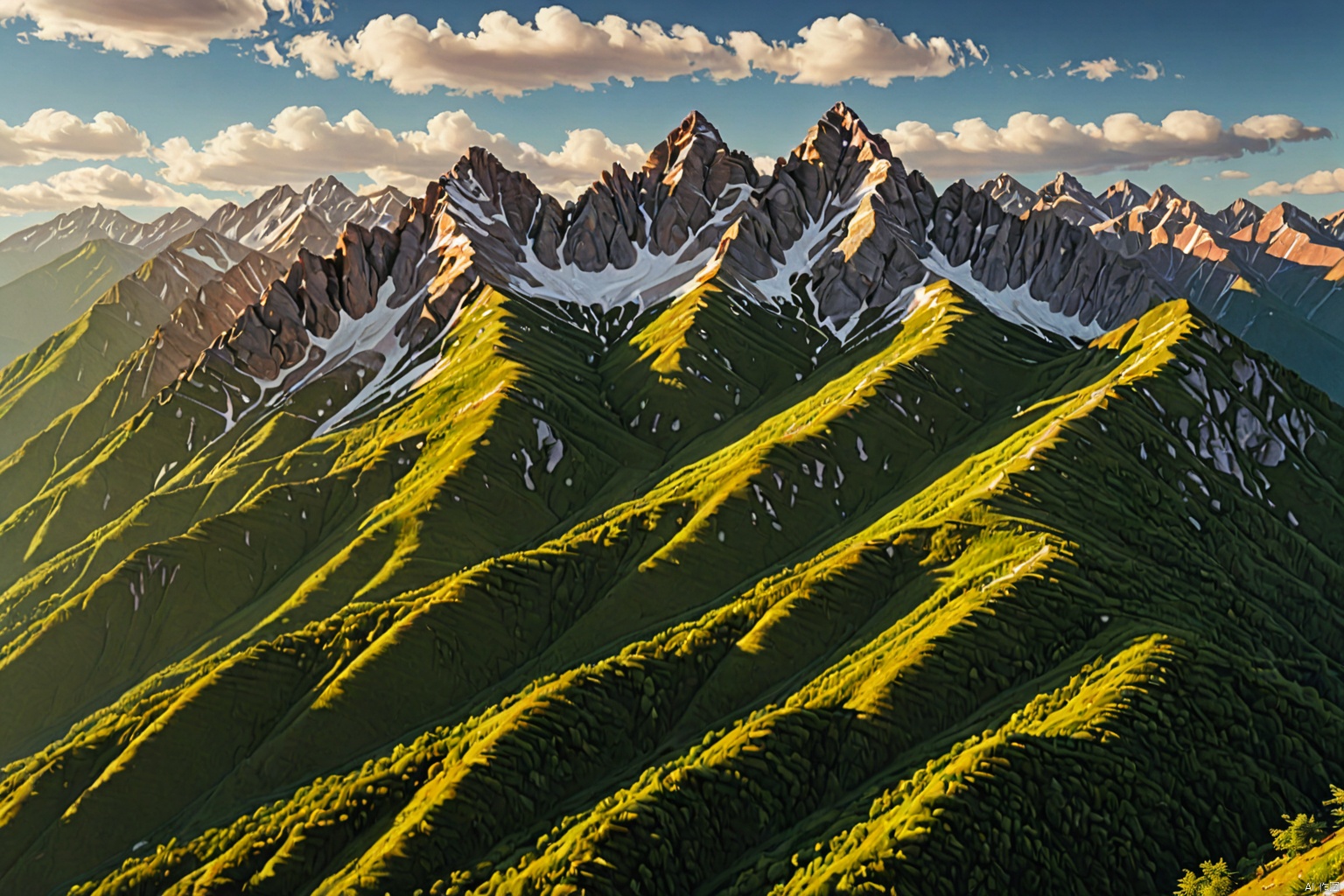 Mountains and ridges,