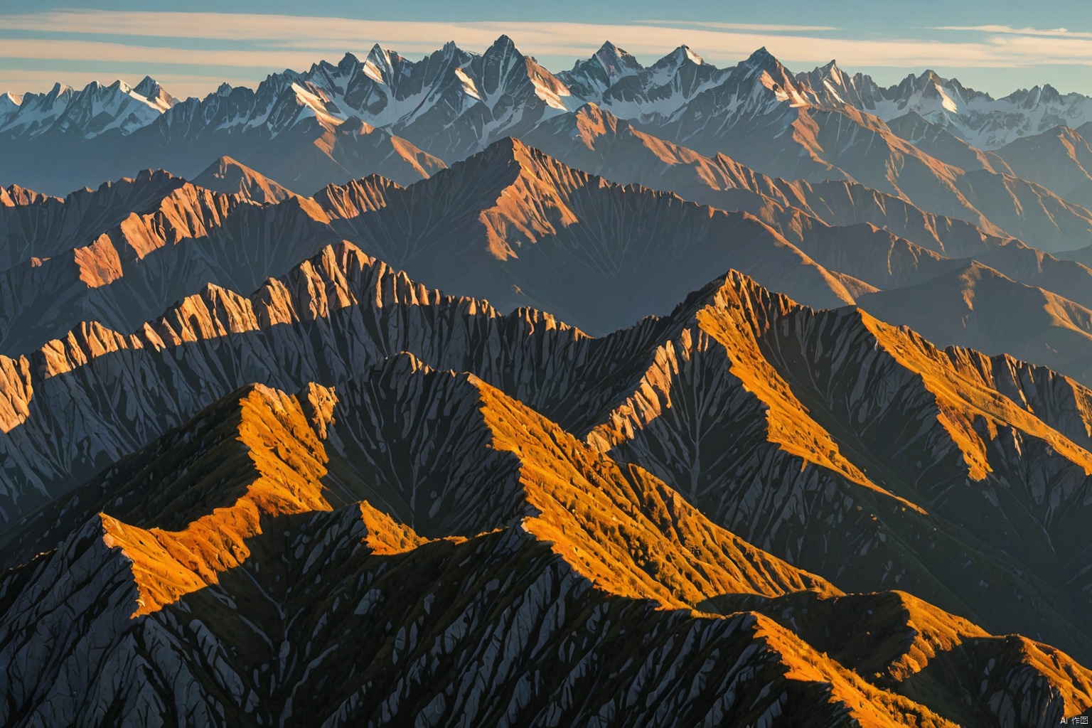 Mountains and ridges,