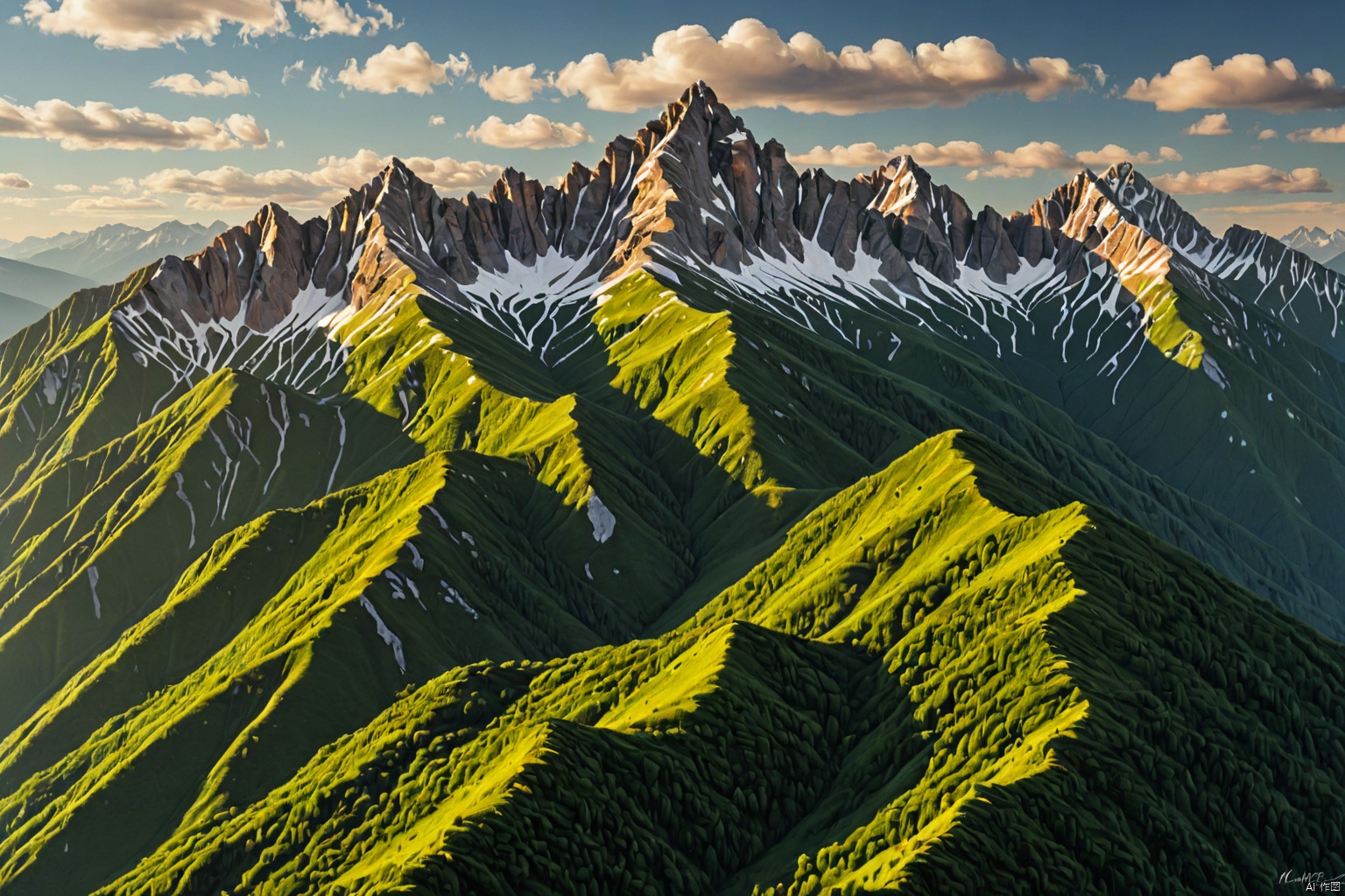 Mountains and ridges,