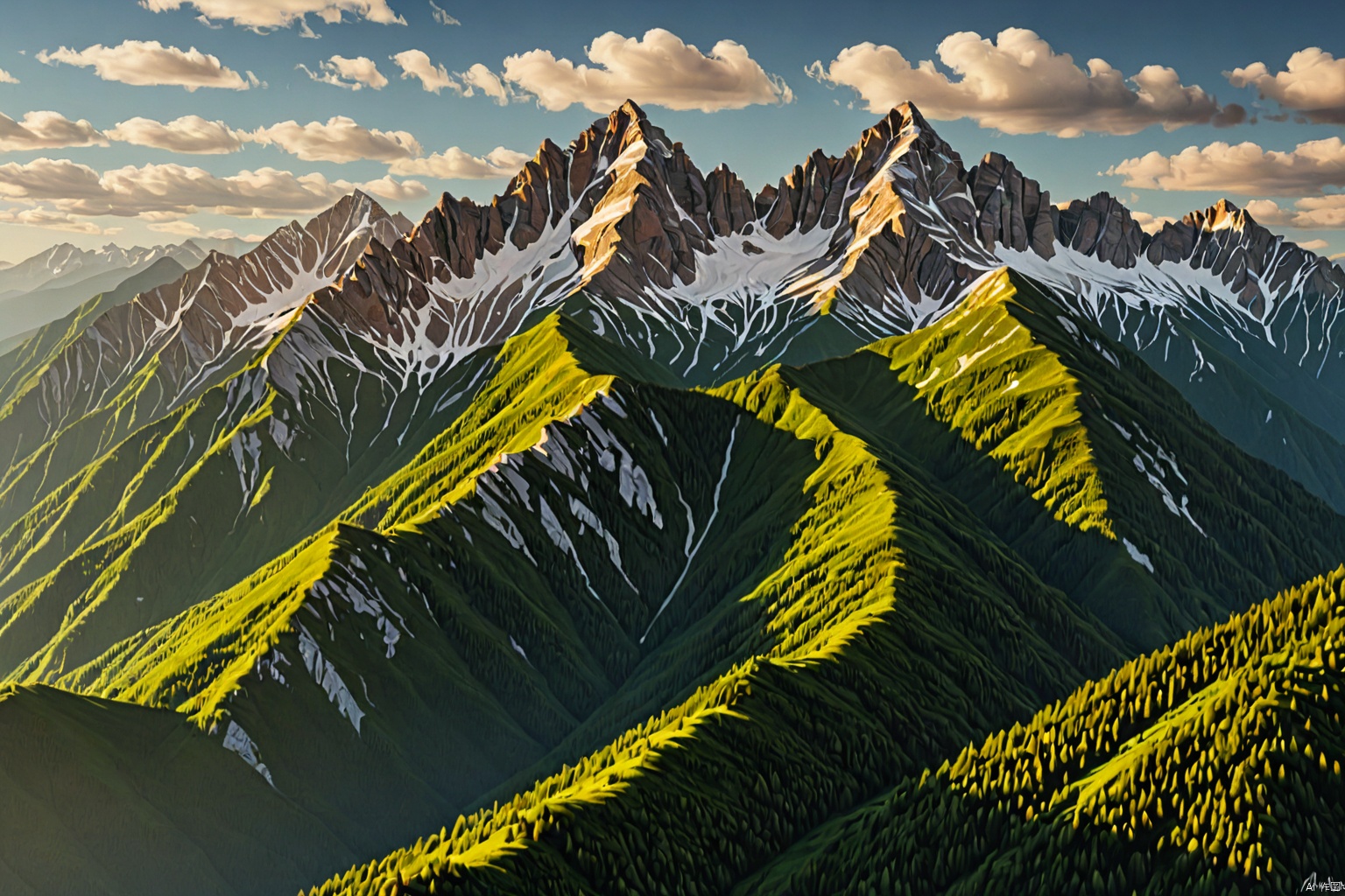 Mountains and ridges,
