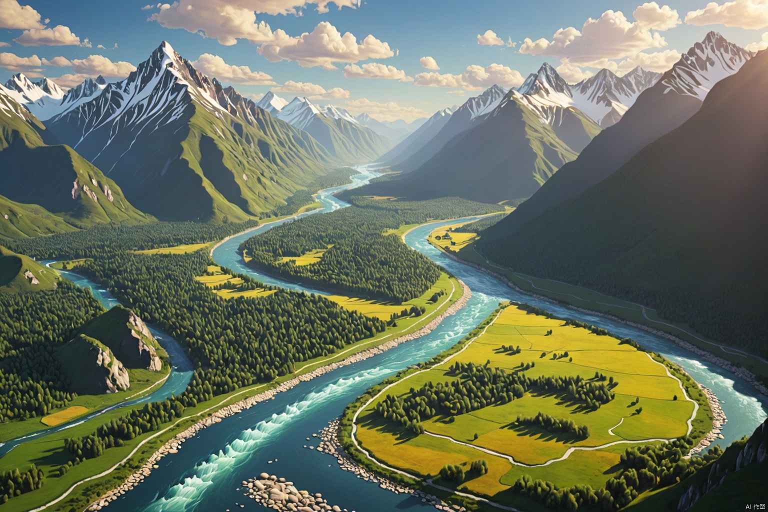 Rivers and Mountains,
