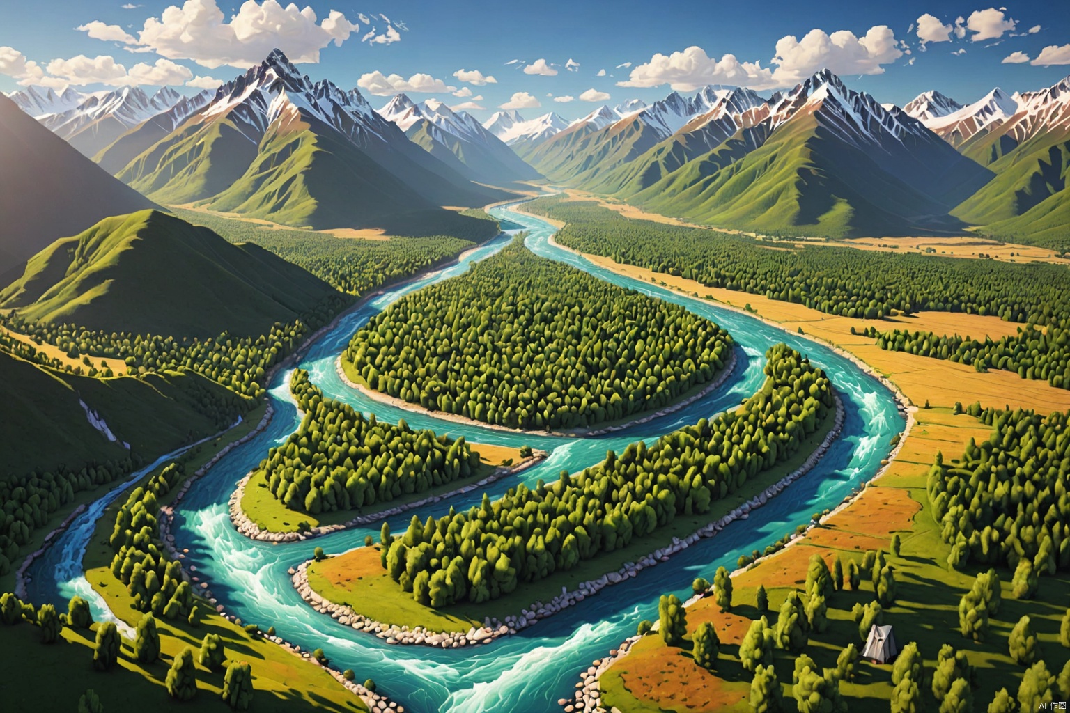 Rivers and Mountains,
