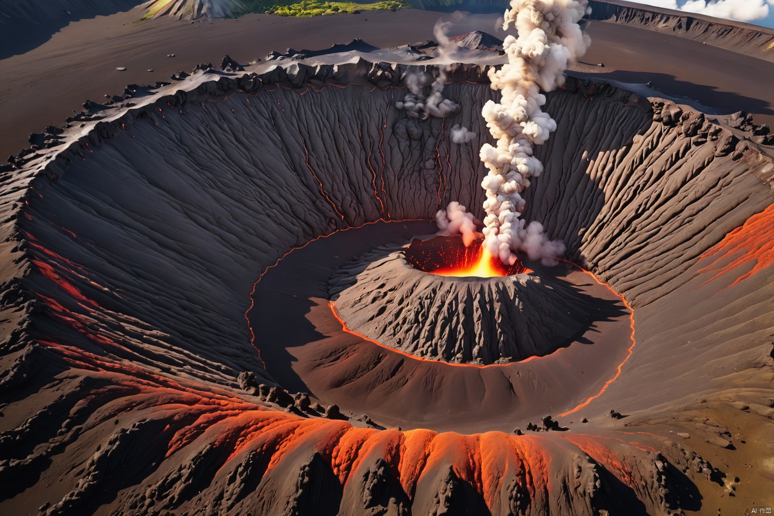 Volcano crater,