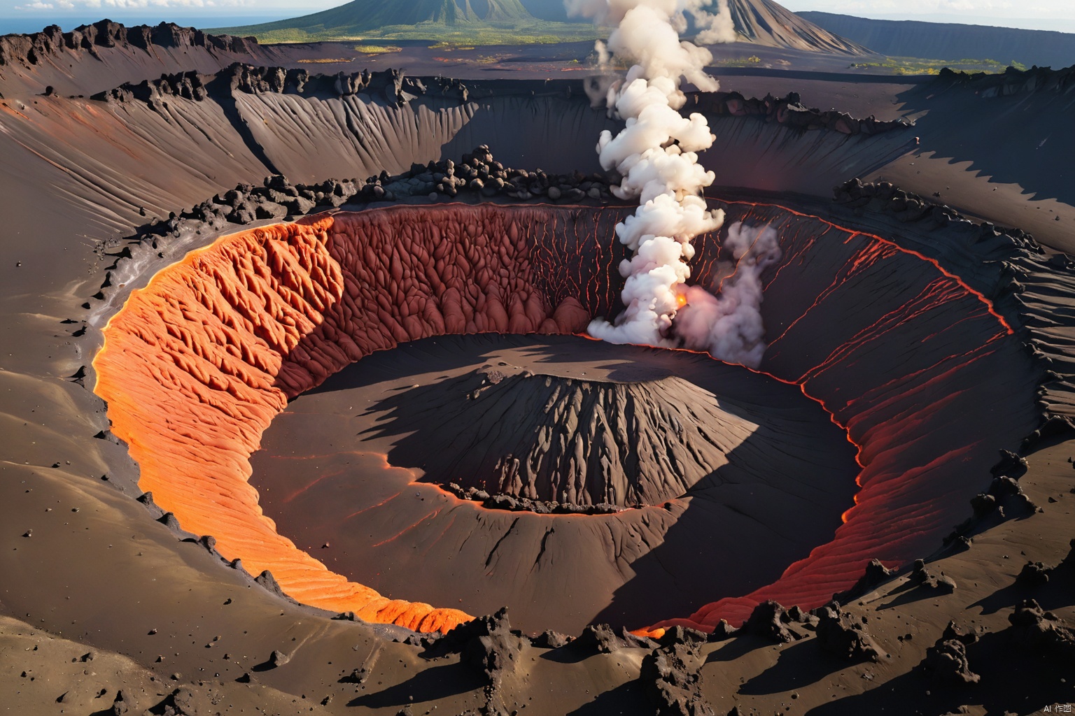 Volcano crater,