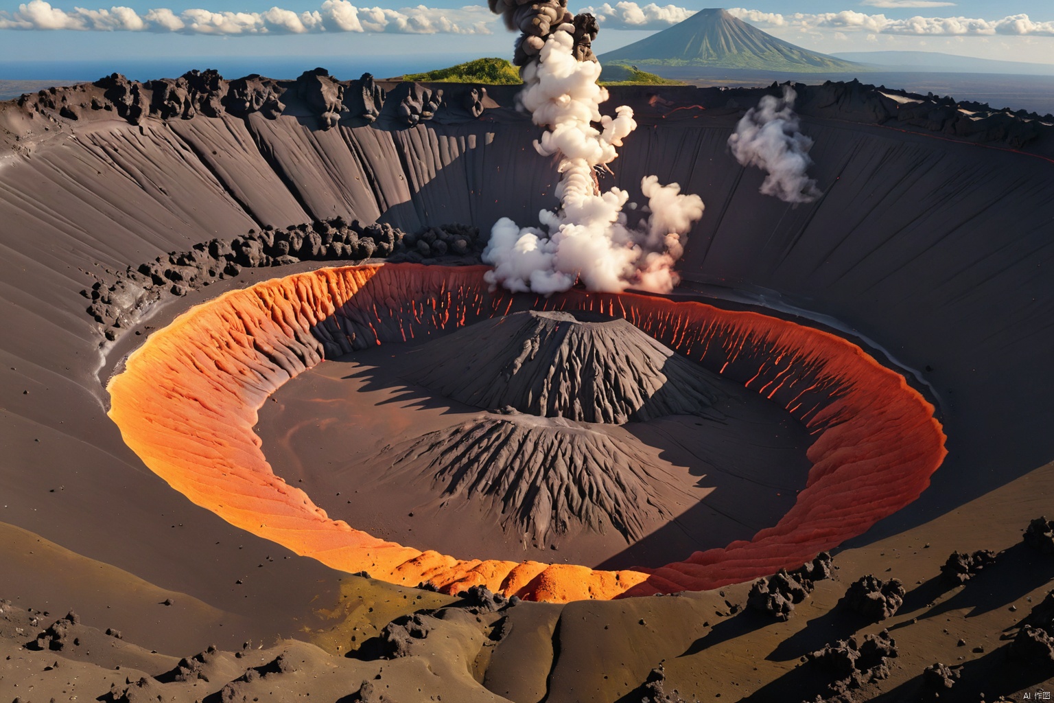 Volcano crater,