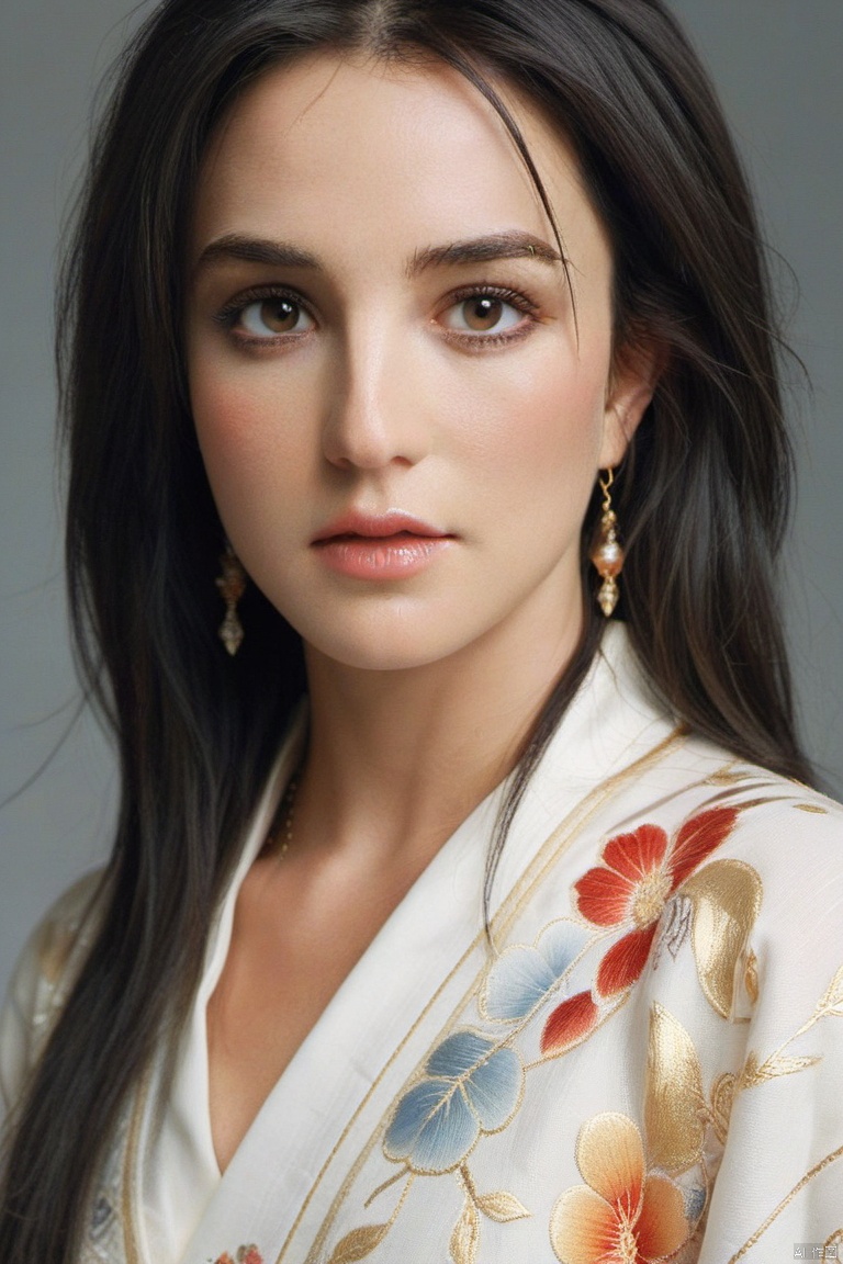  4k, photo, realistic, best quality,highres, ultra-detailed,ultra high res,((photorealistic, 8K)),from above, 

Masterpiece: A stunning, highly detailed digital painting of a beautiful1. Masterpiece: A stunning, highly detailed digital painting of a beautiful woman with long, flowing black hair and piercing black eyes. She is wearing a traditional Japanese kimono, with intricate patterns and designs that are expertly rendered in gold and silver thread. The lighting is soft and warm, casting a gentle glow on her porcelain skin. This is an official art piece, created by a renowned artist, and is available in various sizes and resolutions to suit your needs., Jennifer Connelly,Britney Spears