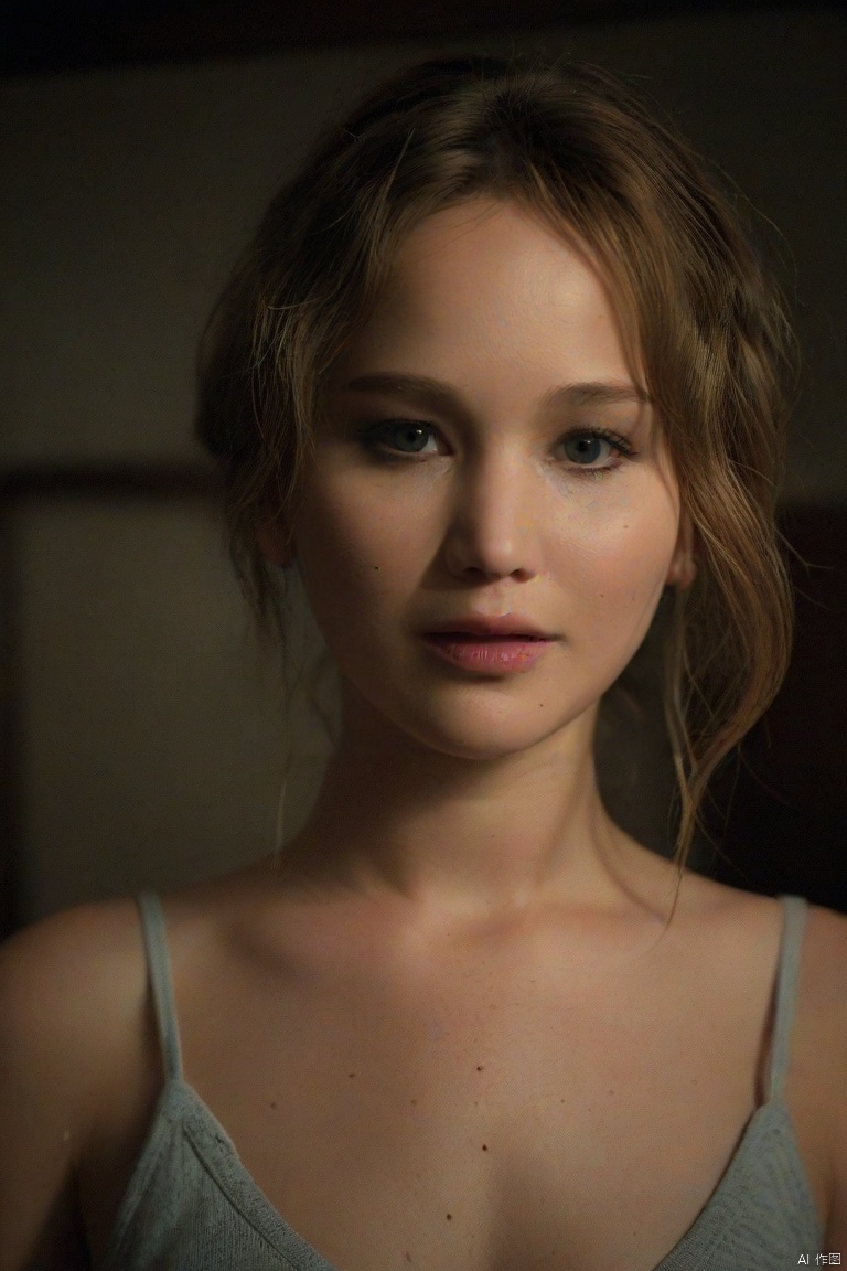  1girl, 20 years old,****og film photo, clear facial contour, upper body, looking at viewer, Beautiful dynamic dramatic dark moody lighting, volumetric, shadows, cinematic atmosphere, Octane render, 8K ,professional, highly detailed,desaturated, 35mm photo, grainy, vignette, vintage, Kodachrome, Lomography, stained, highly detailed, found footage,xxmixgirl,BJ_Alien_garbage,Jennifer Lawrence