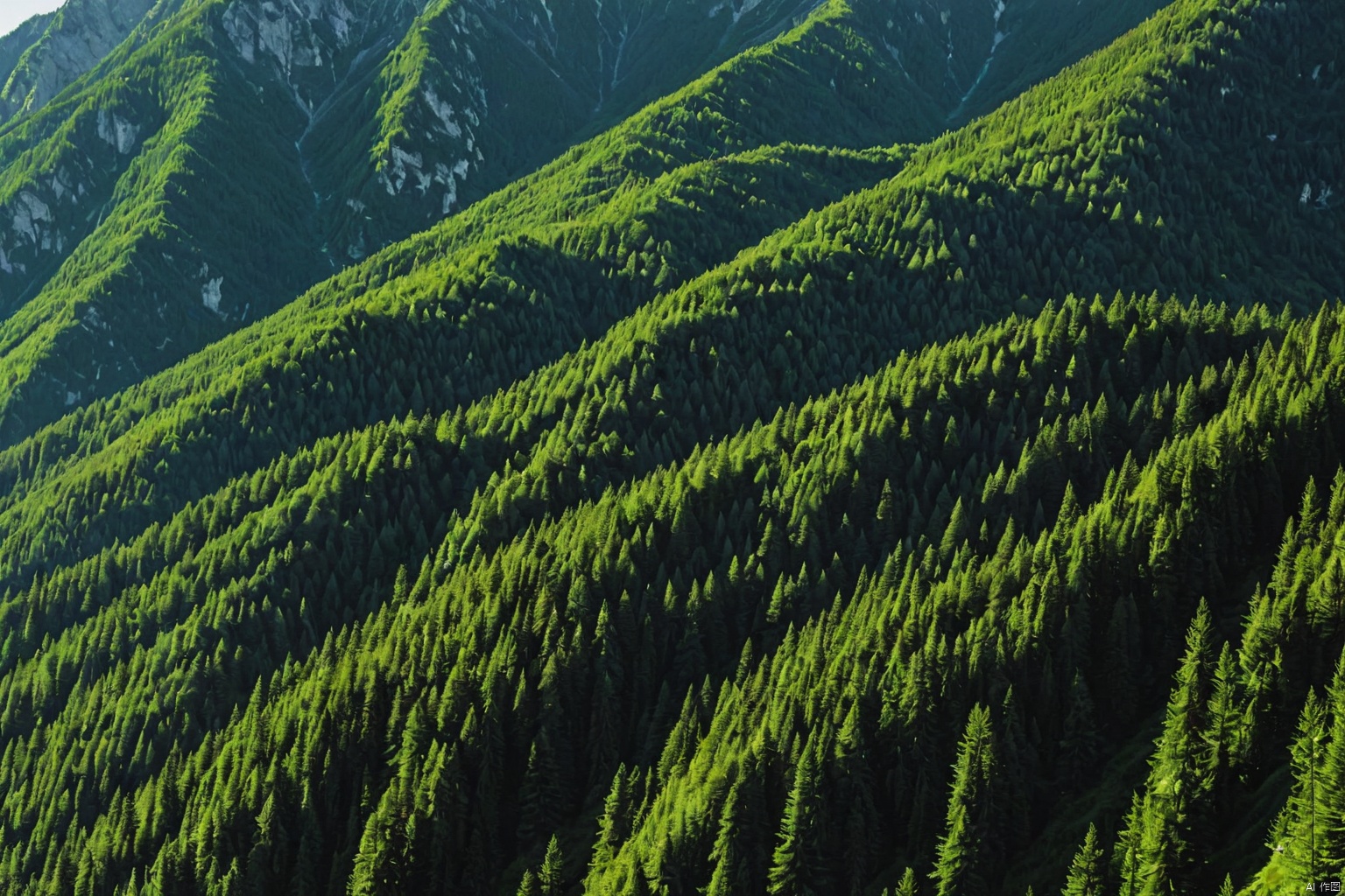 Mountains covered with trees,