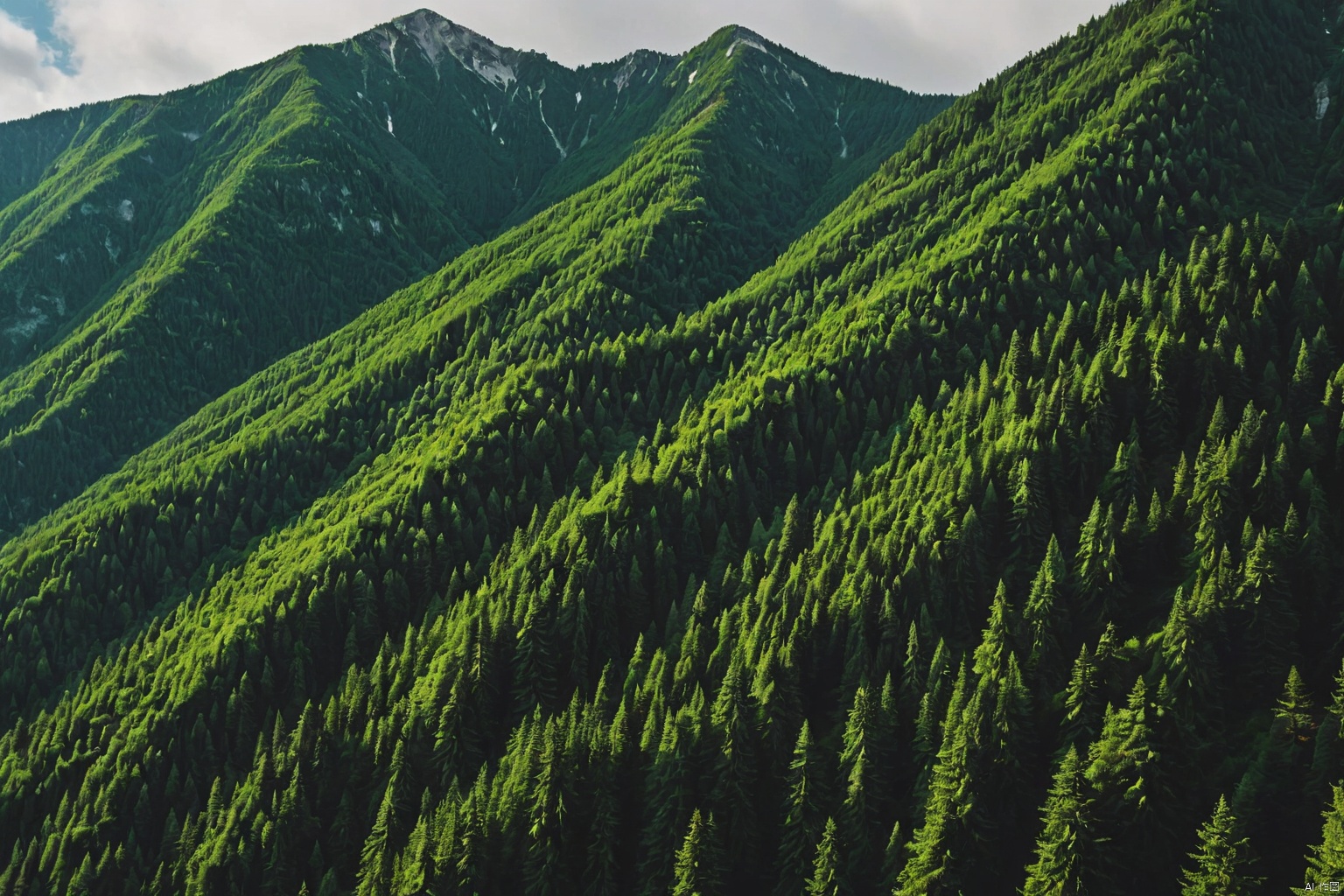 Mountains covered with trees,