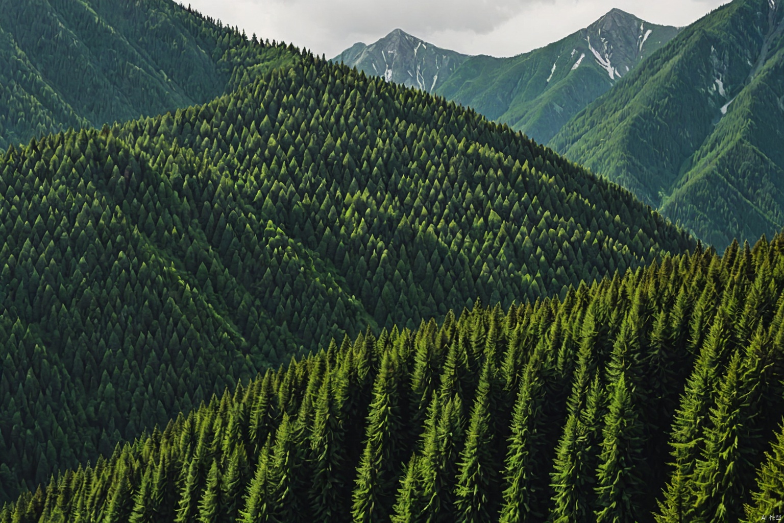 Mountains covered with trees,
