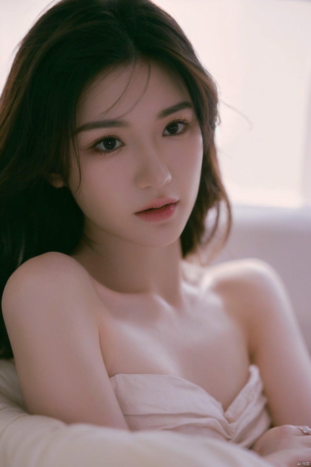  solo, long_hair, lips, realistic, closed_mouth, black_hair,
( chiaroscuro,Fujicolor, UHD, super detail ,raw,85mm,f/1.2,FujifilmXT4,),