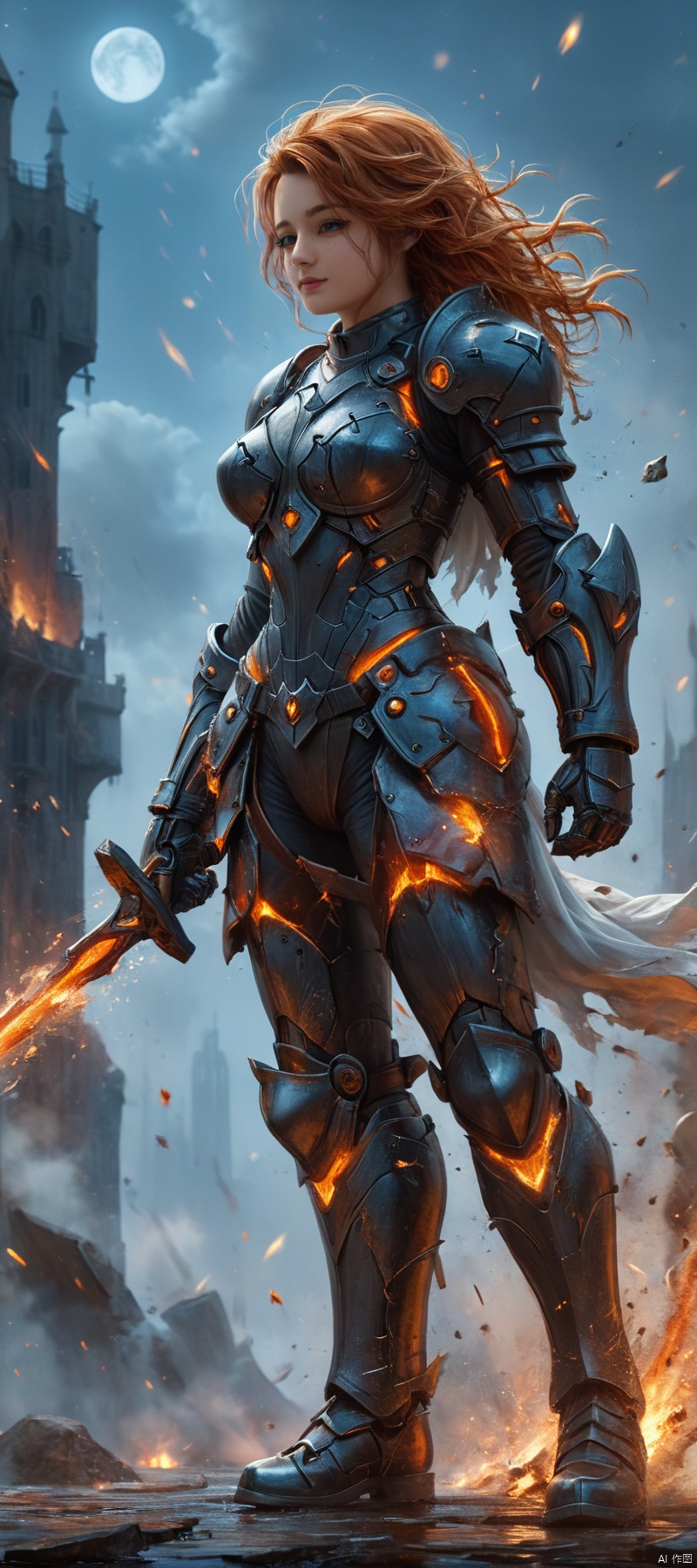 1 girl, Flame body, masterpiece, top quality,phoenix dark is x-men, beautiful and aesthetic:1.2, (1girl:1.3), (full body:1.5),red suitbody ,looking at viewer,fire hair, extreme detailed,(fire hands:1.5),fire,smoke,goddess, detailed, detail fingers, detail face, masterpiece,ultra realistic,32k,extremely detailed CG unity 8k wallpaper, best quality, Cinematic photography, movie mood, cinematic light, compelling composition, storytelling elements, conveys emotion, mood, and narrative depth, creating visually striking images that feel like still frames from a film, Cinematic portrait photography, capture subject in a way that resembles a still frame from a movie, cinematic lighting, story, narrative quality, drawing viewers into the scene and evoking a sense of cinematic immersion, capturing emotion, professional, engaging, compelling composition, night photography, nocturnal beauty, city lights, starry skies, celestial wonders, moonlit landscapes, urban glow, capturing the essence of darkness, ethereal atmosphere, dramatic shadows, magical ambiance, long exposure techniques, expert use of light sources, Heavenly Breasts,COLORFUL GRADIENT,score_9_up score_8_up score_7_up,DAMIMI,Spear and Shield,UTASHIMADG fishnets mecha leotard armor, HKMAGIC,Wearing fist gauntlets, HKSTYLE,MECHA ANGEL SOLDIER,((Hold spear and Shield:1.5)),Wielding battlehammer,(wielding katana:1.2),2000S (STYLE) RETRO ARTSTYLE,1990S (STYLE) RETRO ARTSTYLE,MAD-HVYBDYARMR HEAVY BODY ARMOR HELMET