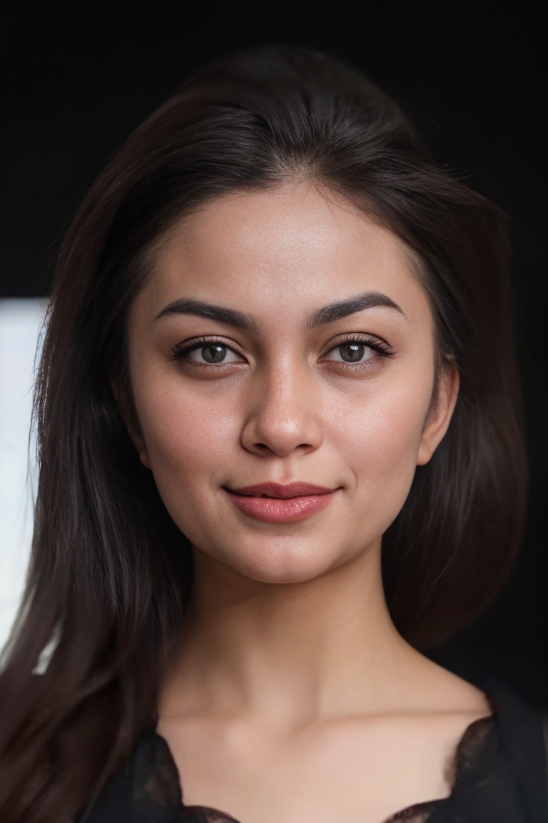 Generate hyper realistic image of a portrait of woman ,  (25 years old),  smile on Tensor.Art