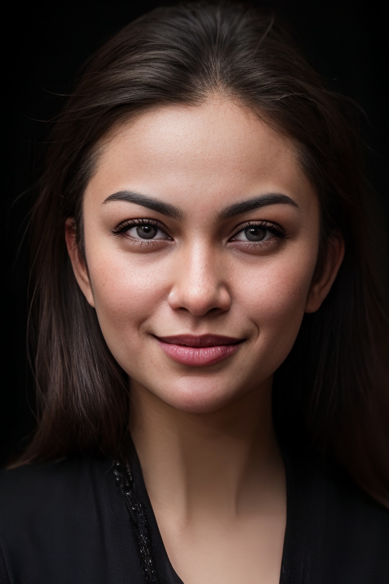 Generate hyper realistic image of a portrait of woman ,  (25 years old),  smile on Tensor.Art