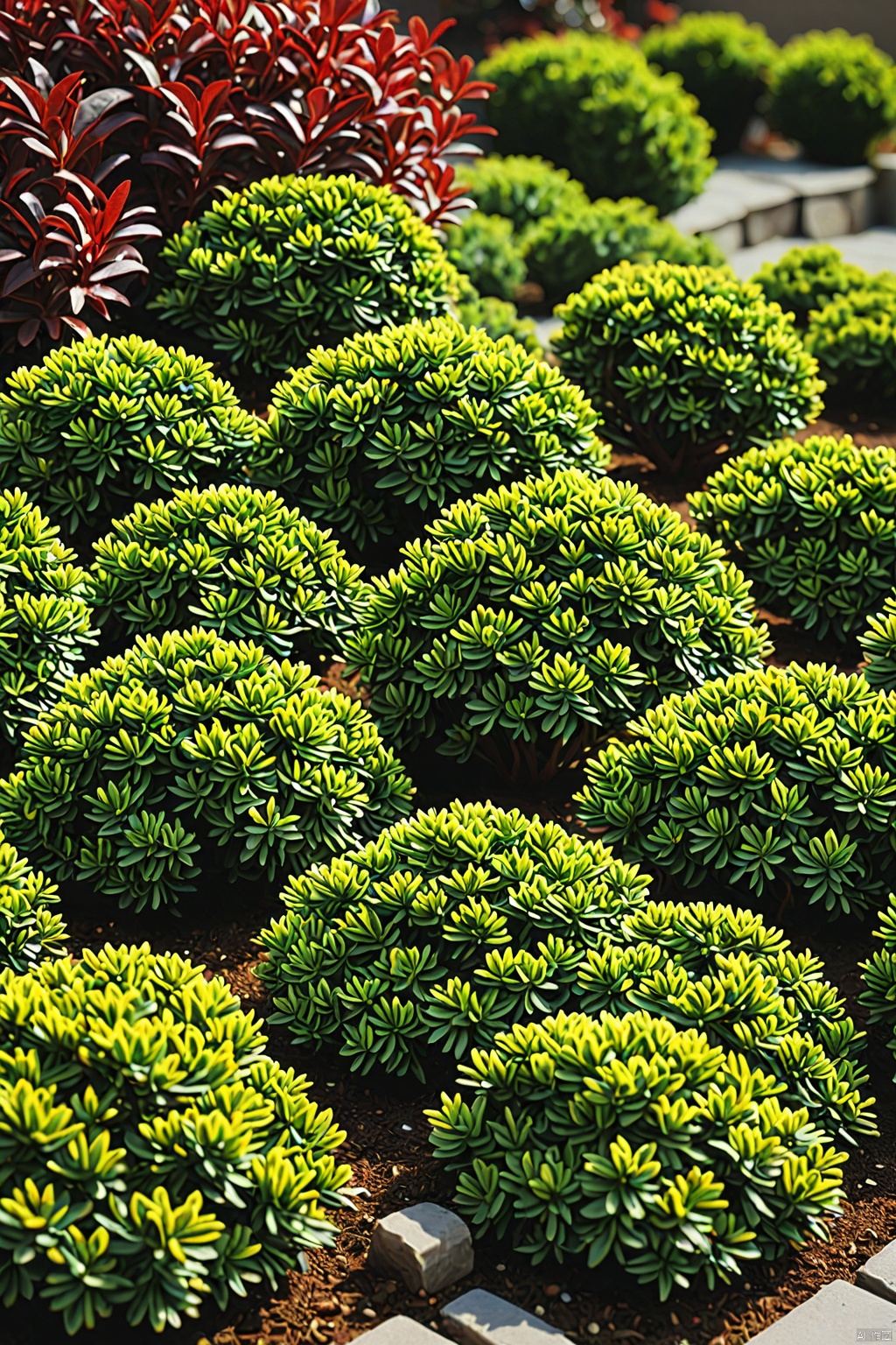 Dwarf bushes ,
