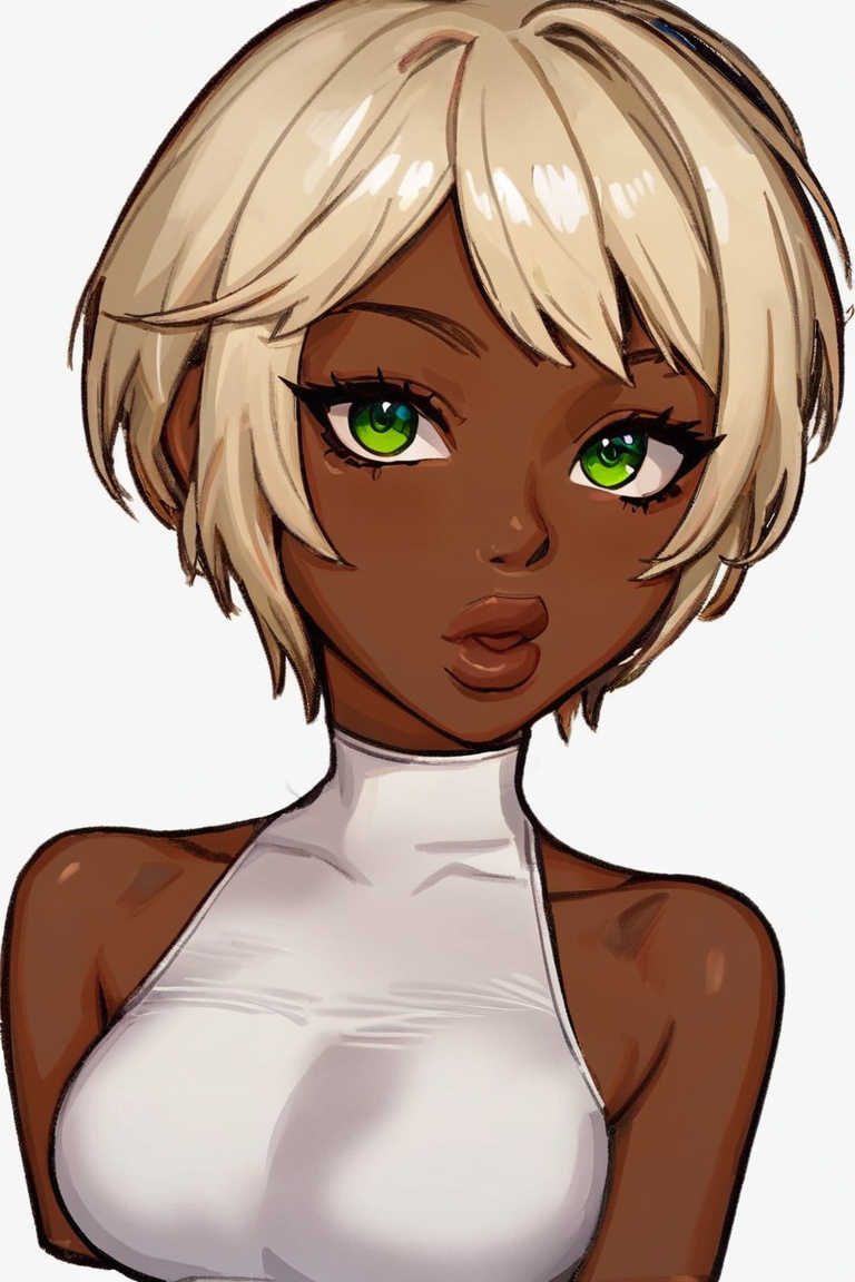 1girl,  dark skin,  short hair on Tensor.Art