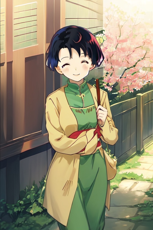 mshigurashi,  smiling,  holding a flower on Tensor.Art