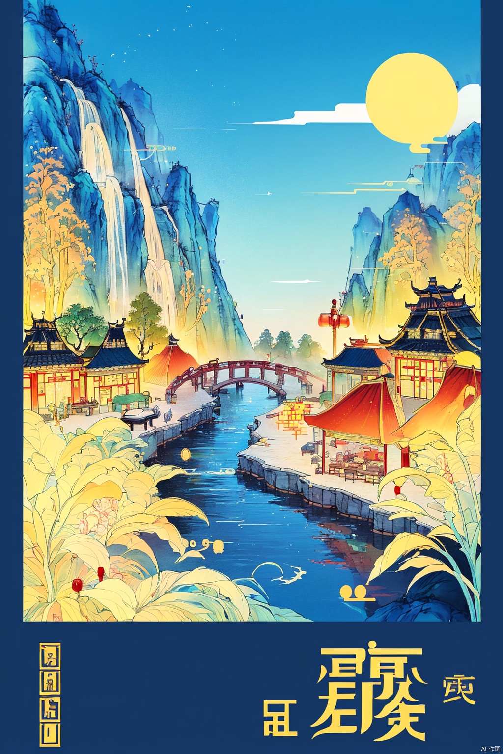 (Chinese gilt:1.5) Poster design (design and layout) (novel cover),official art,this national trend style cover of Jin Yong's novel "The Legend of the Condor Heroes" . The title of the book adopts exquisite Chinese fonts,each character looks like an ink calligraphy and painting,and the dark ink color stands out in the center. The surroundings are dotted with red dragon and phoenix patterns and national fashion elements,such as Hanfu buttons and silk knots,adding to the sense of design. Under the title of the book,a profound ink landscape painting scenery is presented,with traditional mountains and rivers appearing poetic and picturesque in ink. The overall design combines modernity and traditional culture,highlighting the book title,design art,and fascinating pictures to stimulate readers' strong interest in the novel.zt-hd,