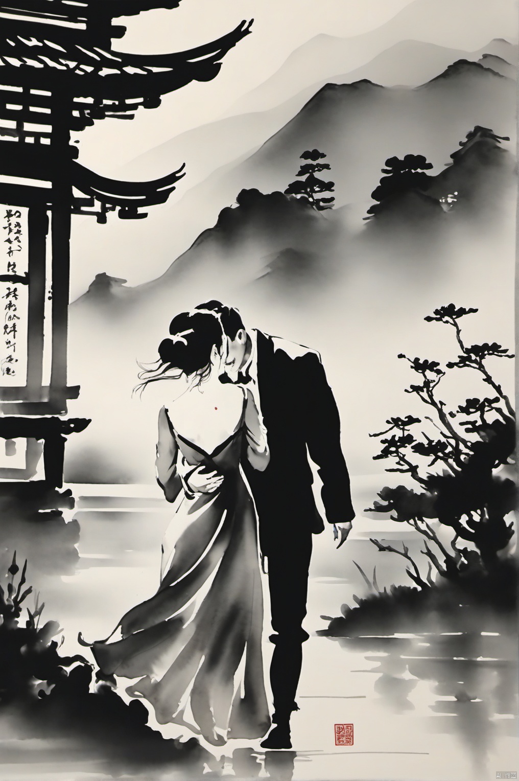 Ink wash painting
lovers