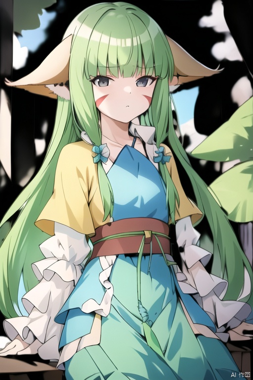 1TSSRSRR,(facial mark:0.8),long sleeves,dress,short sleeves,wide sleeves,layered sleeves