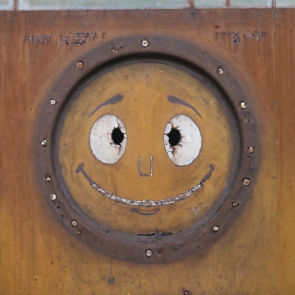 smiley face,  industrial decay texture on Tensor.Art